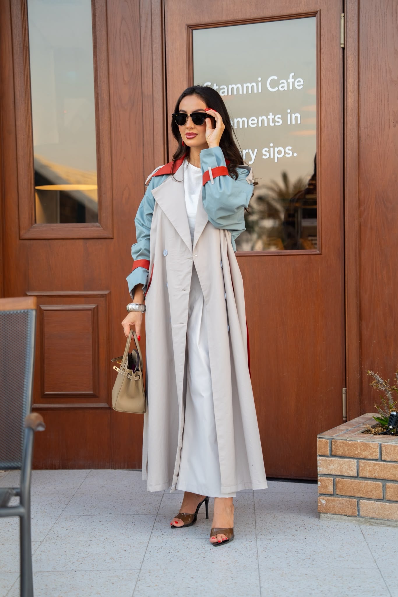 Gray trench coat.C:6815