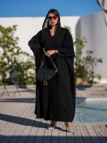 ABAYA BESHT CREPE WITH HANDMADE BEAT C:6224