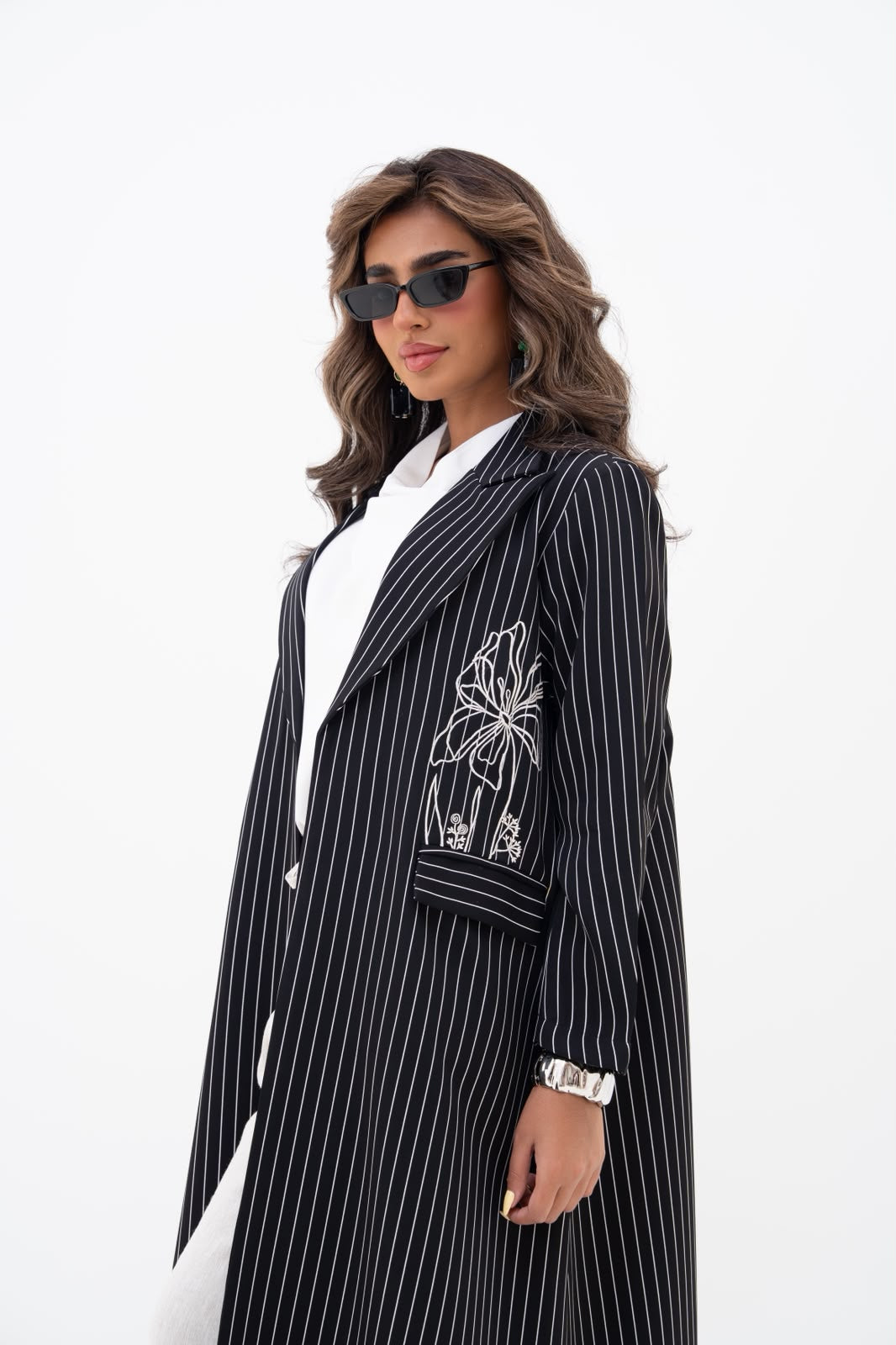 Crepe blazer abaya with embroidery.C:6812