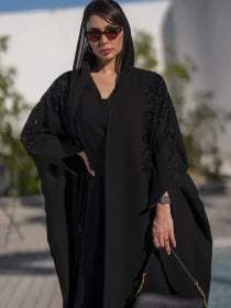 ABAYA BESHT CREPE WITH HANDMADE BEAT C:6224