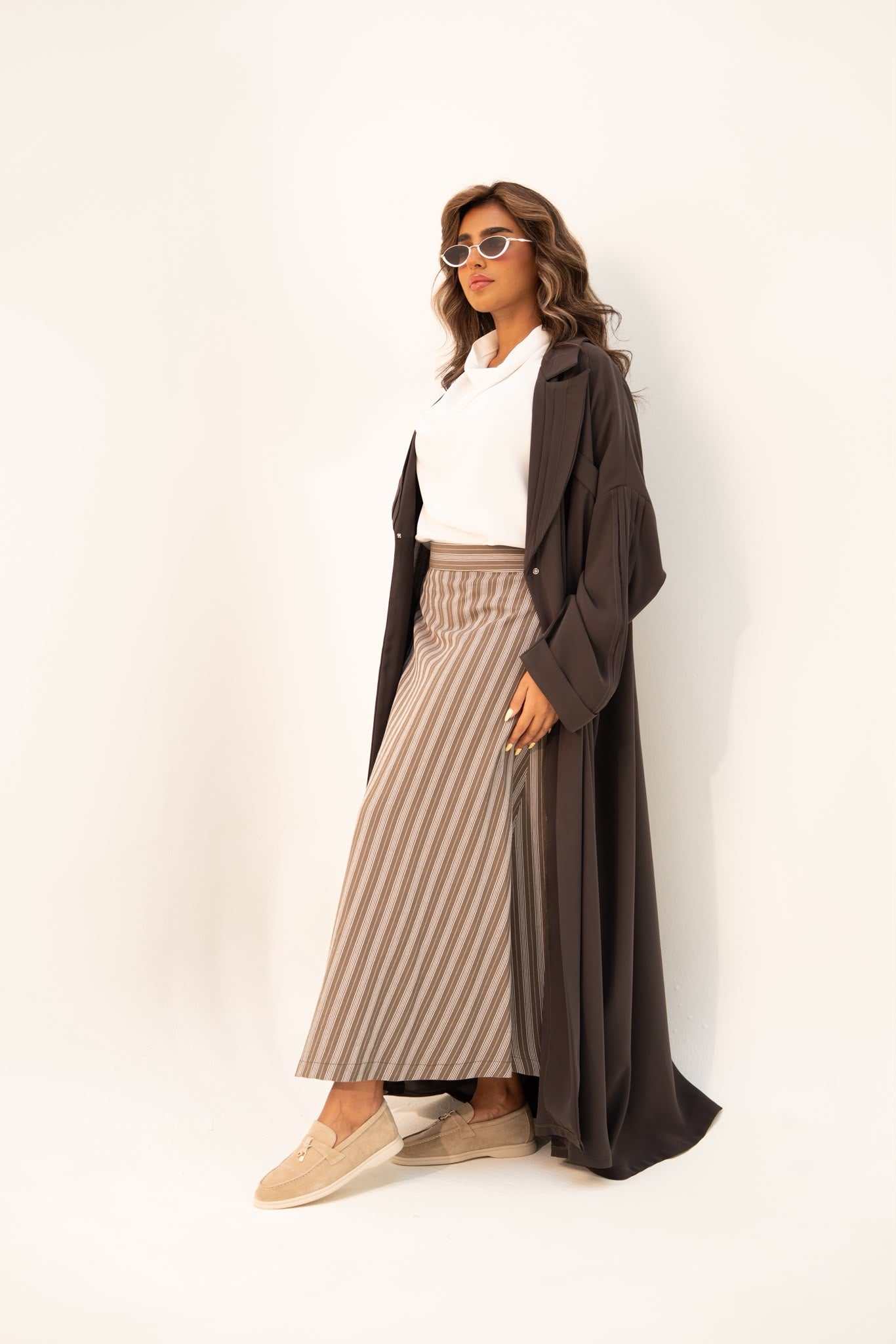 Brown crepe abaya, free size. C:6810