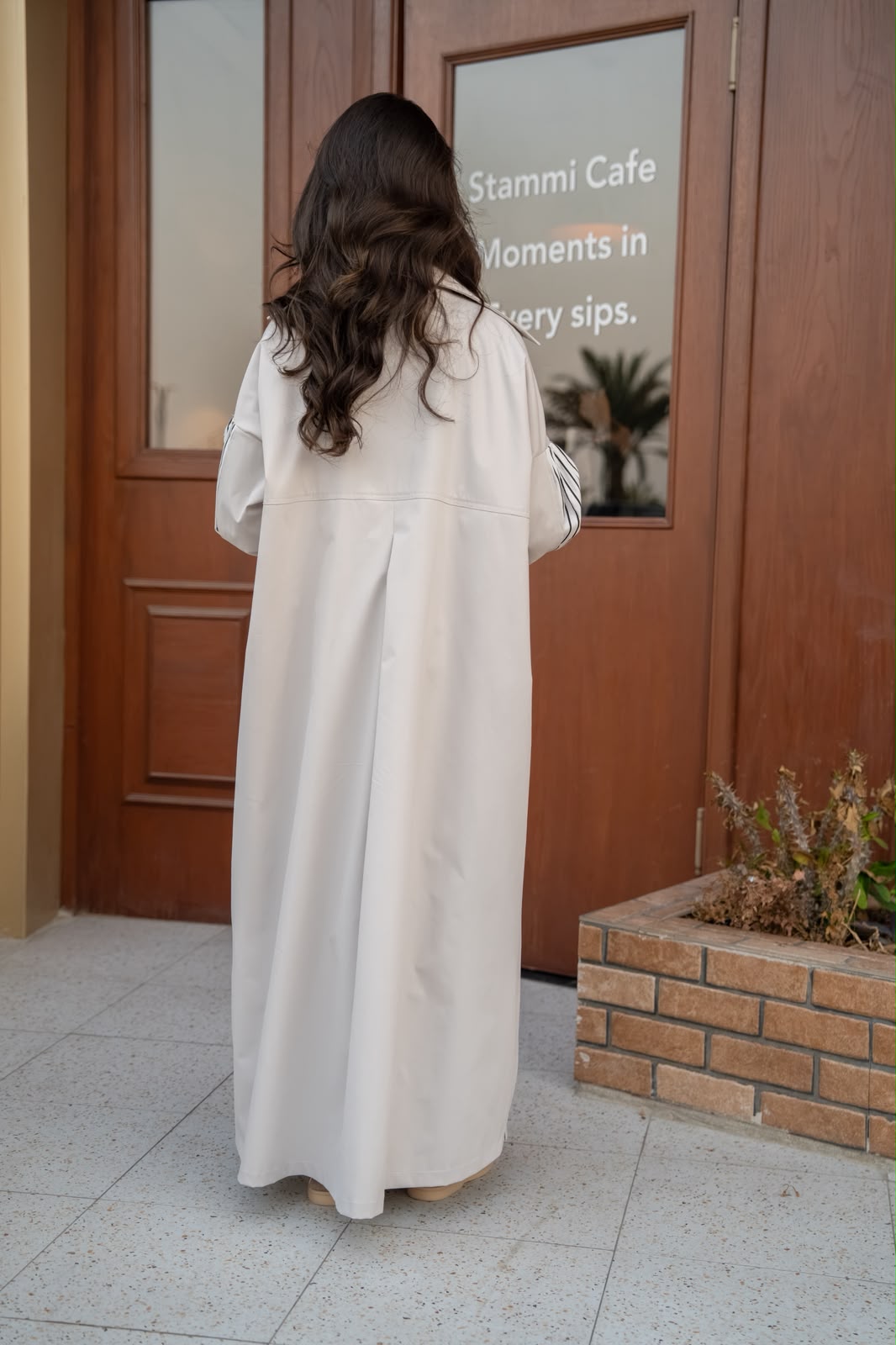 Light beige cotton trench coat.C:6816