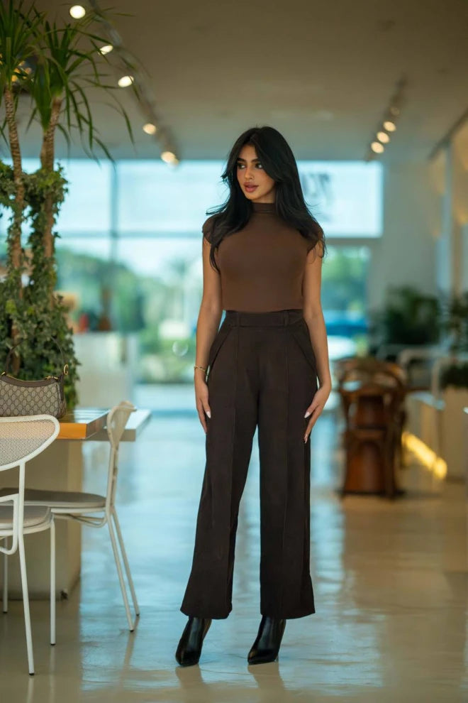 Brown ribbed velvet trousers C:194 Brown