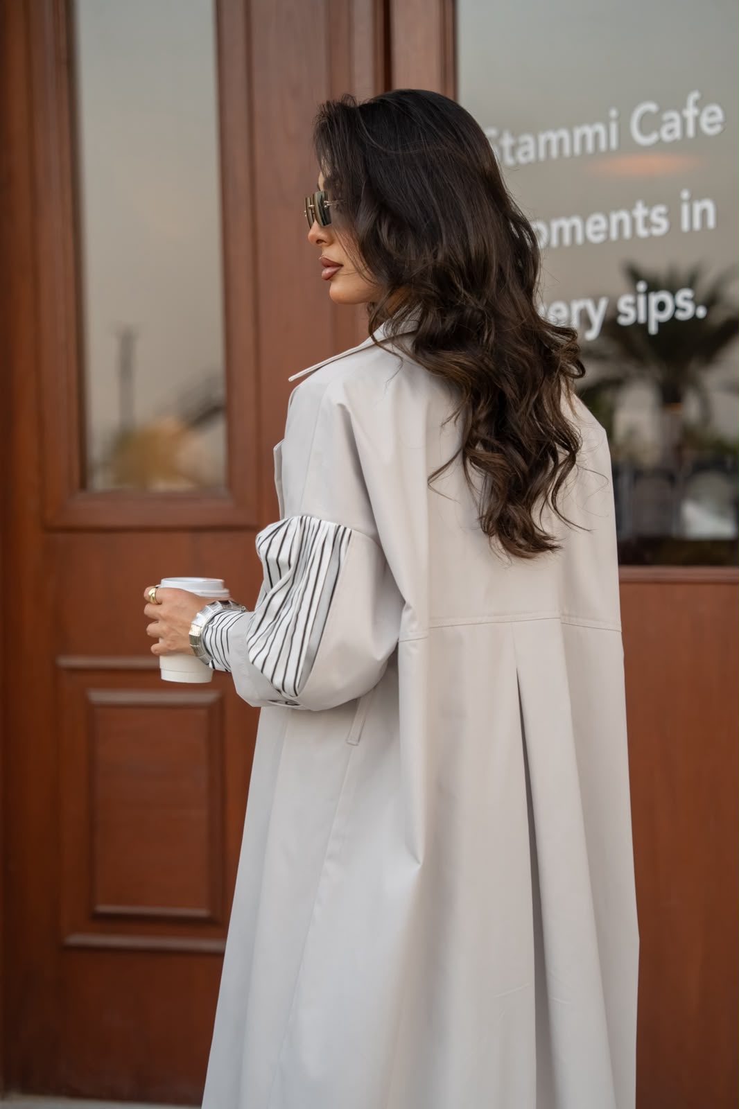 Light beige cotton trench coat.C:6816
