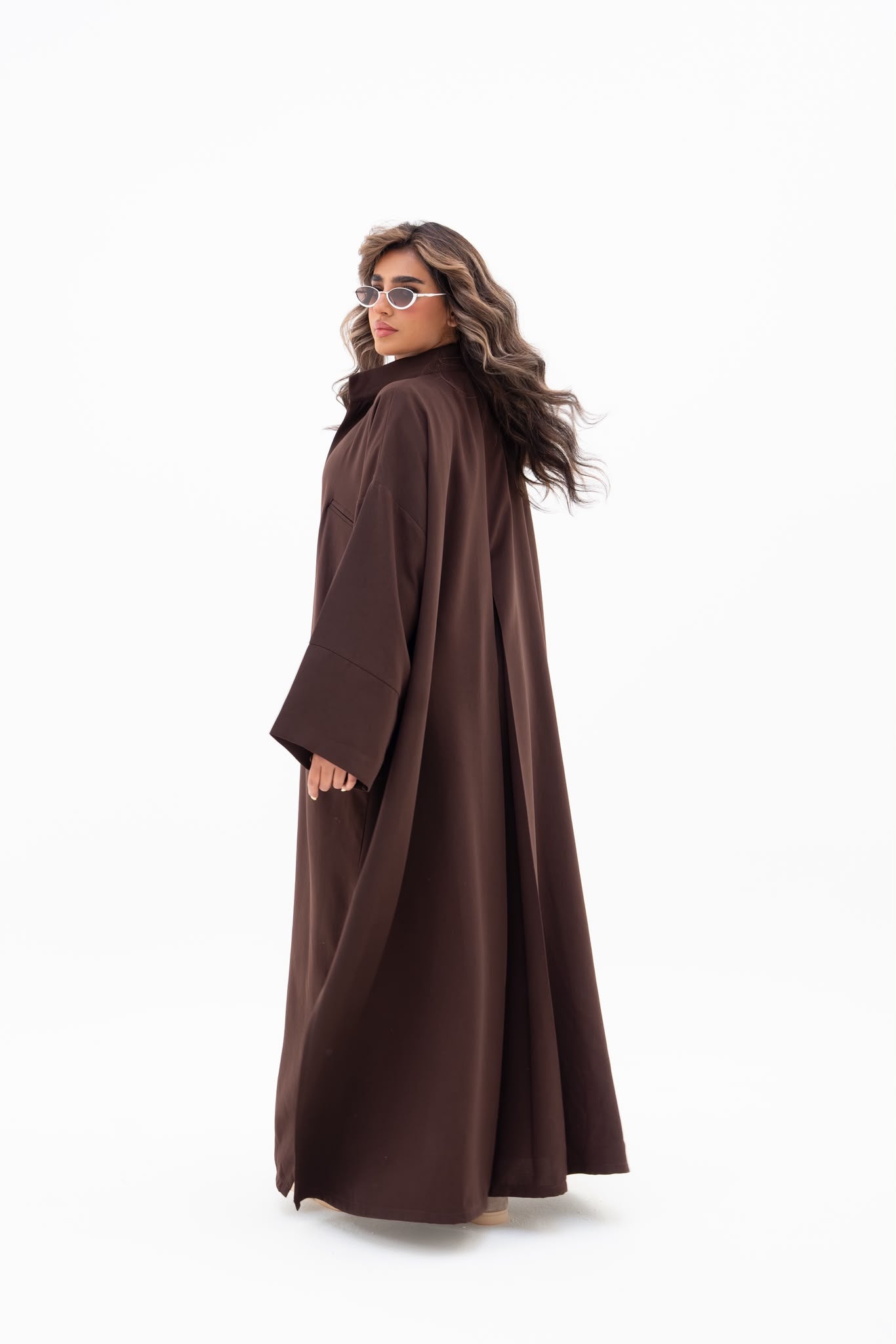 Brown crepe abaya, free size. C:6809