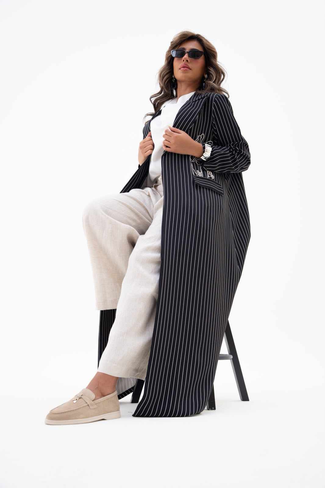Crepe blazer abaya with embroidery.C:6812