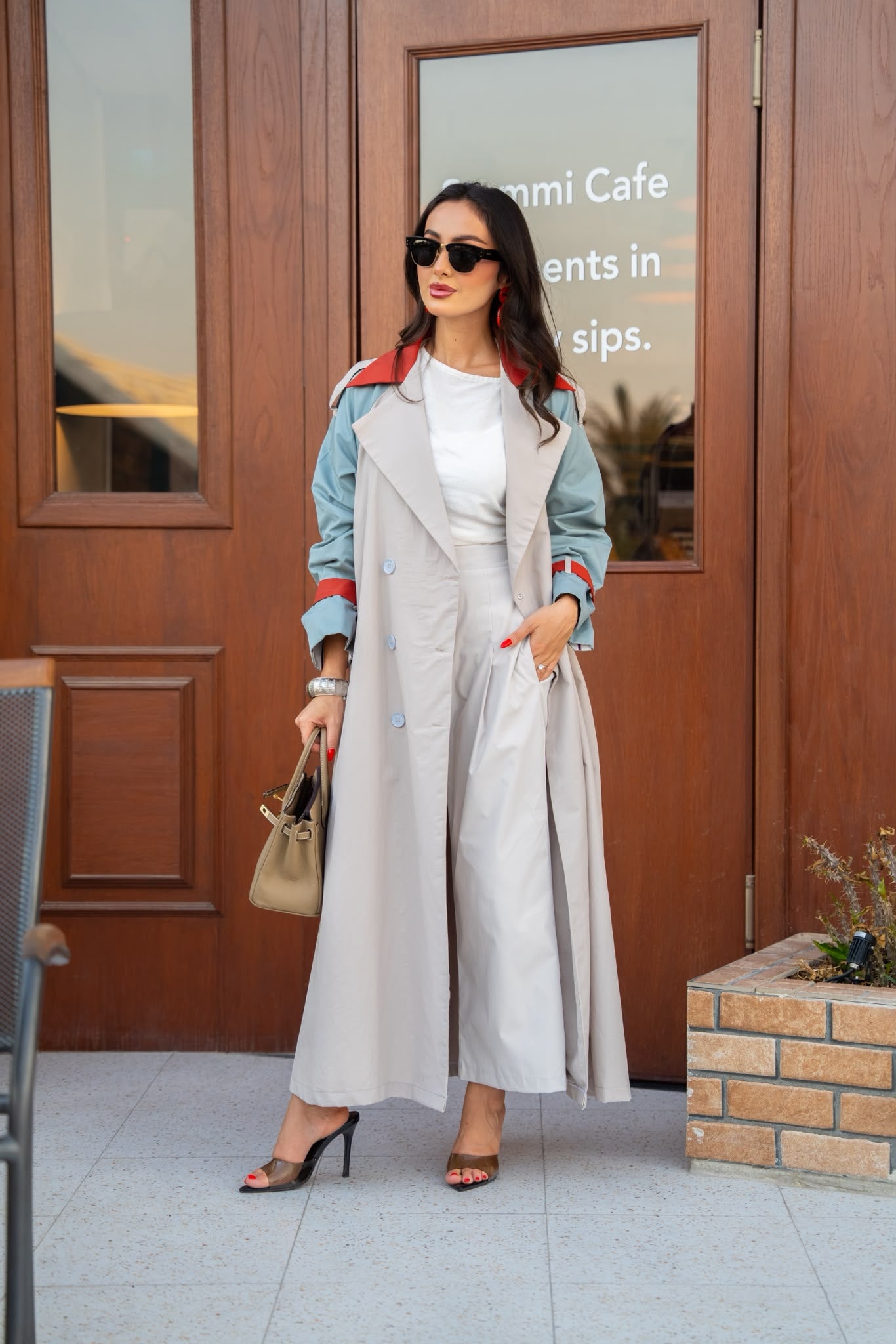 Gray trench coat.C:6815