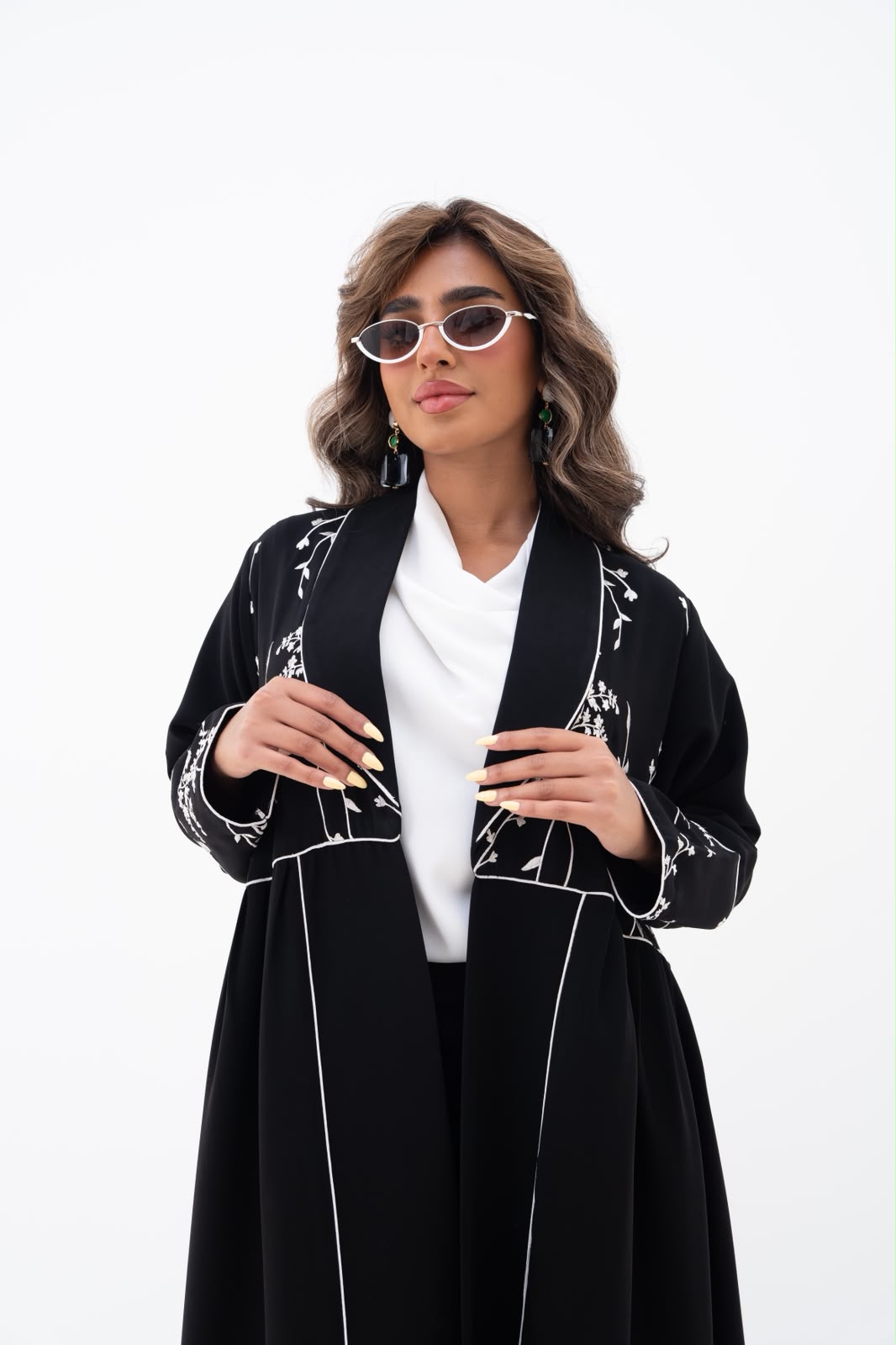 Black crepe abaya with embroidery.C:6786