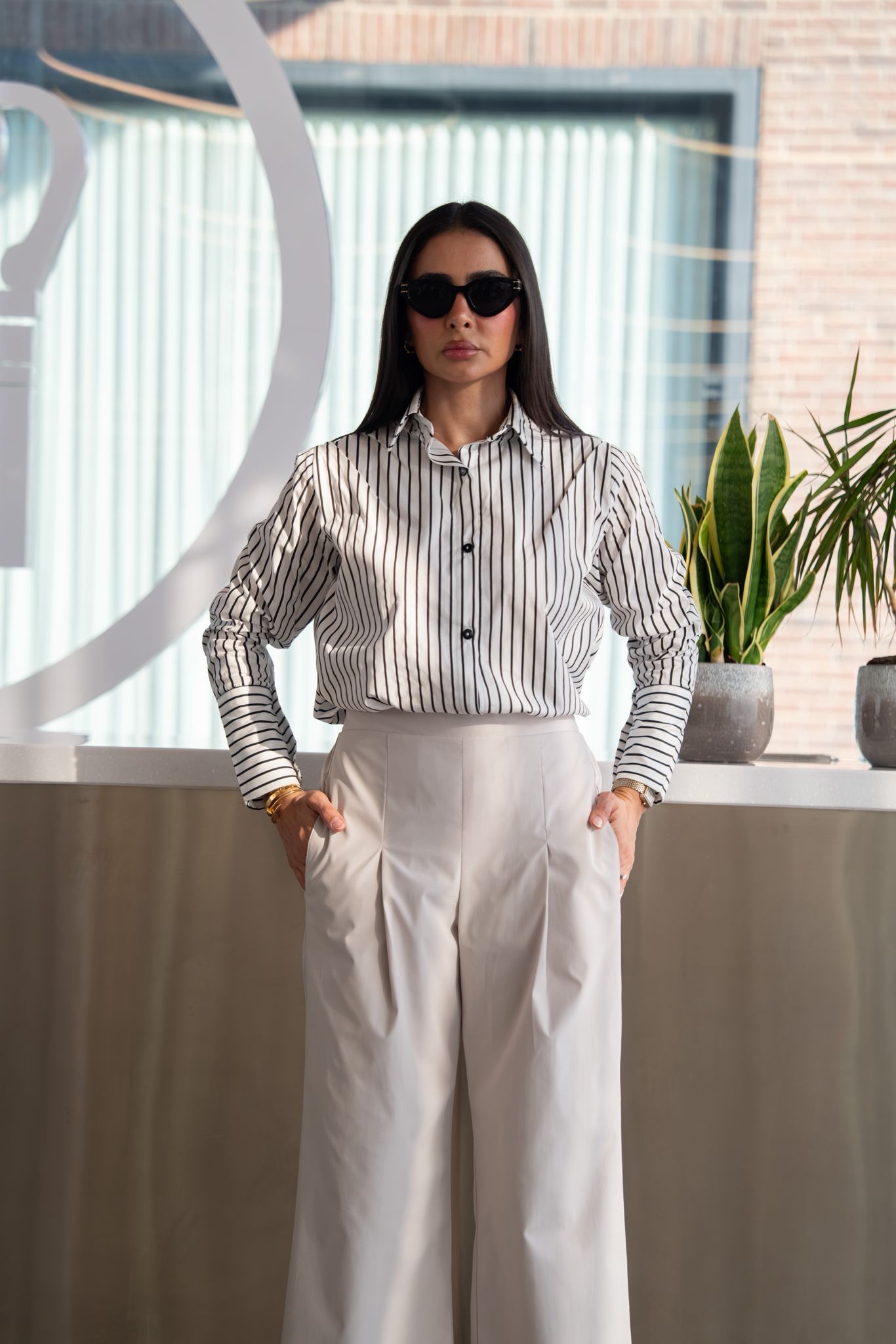 Striped shirt and trousers set.C:248
