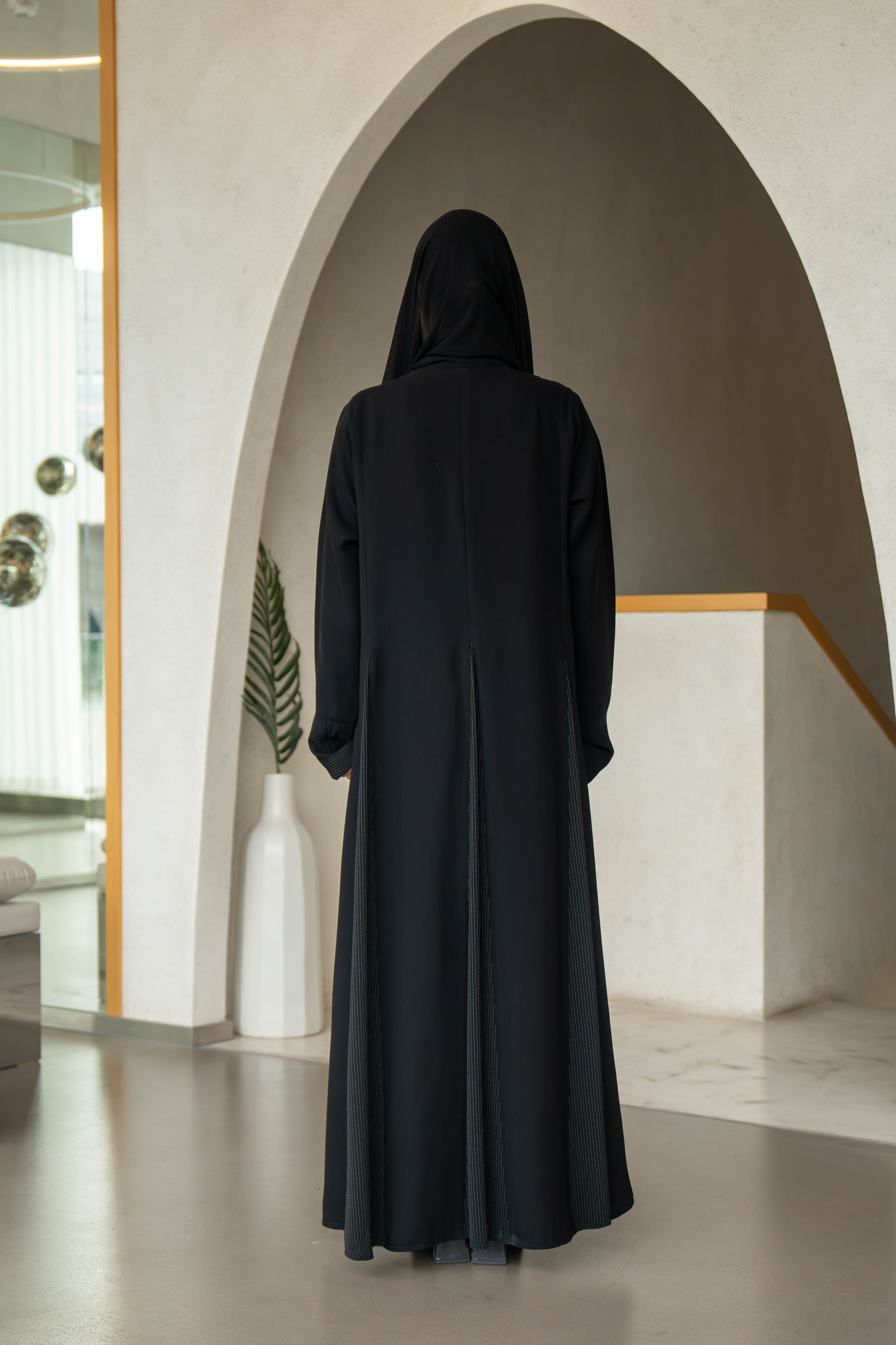 Black crepe abaya C:6585