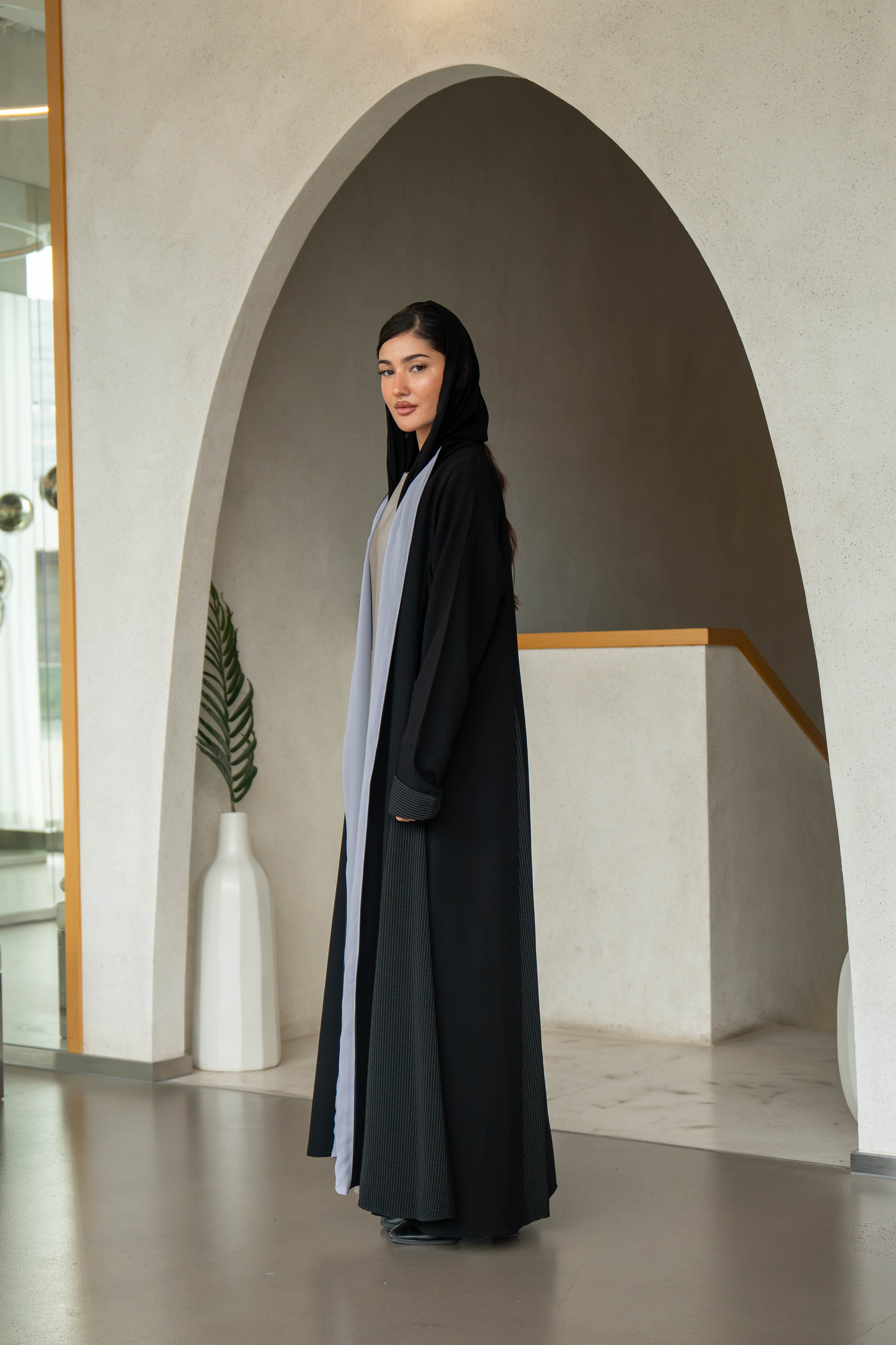 Black crepe abaya C:6585