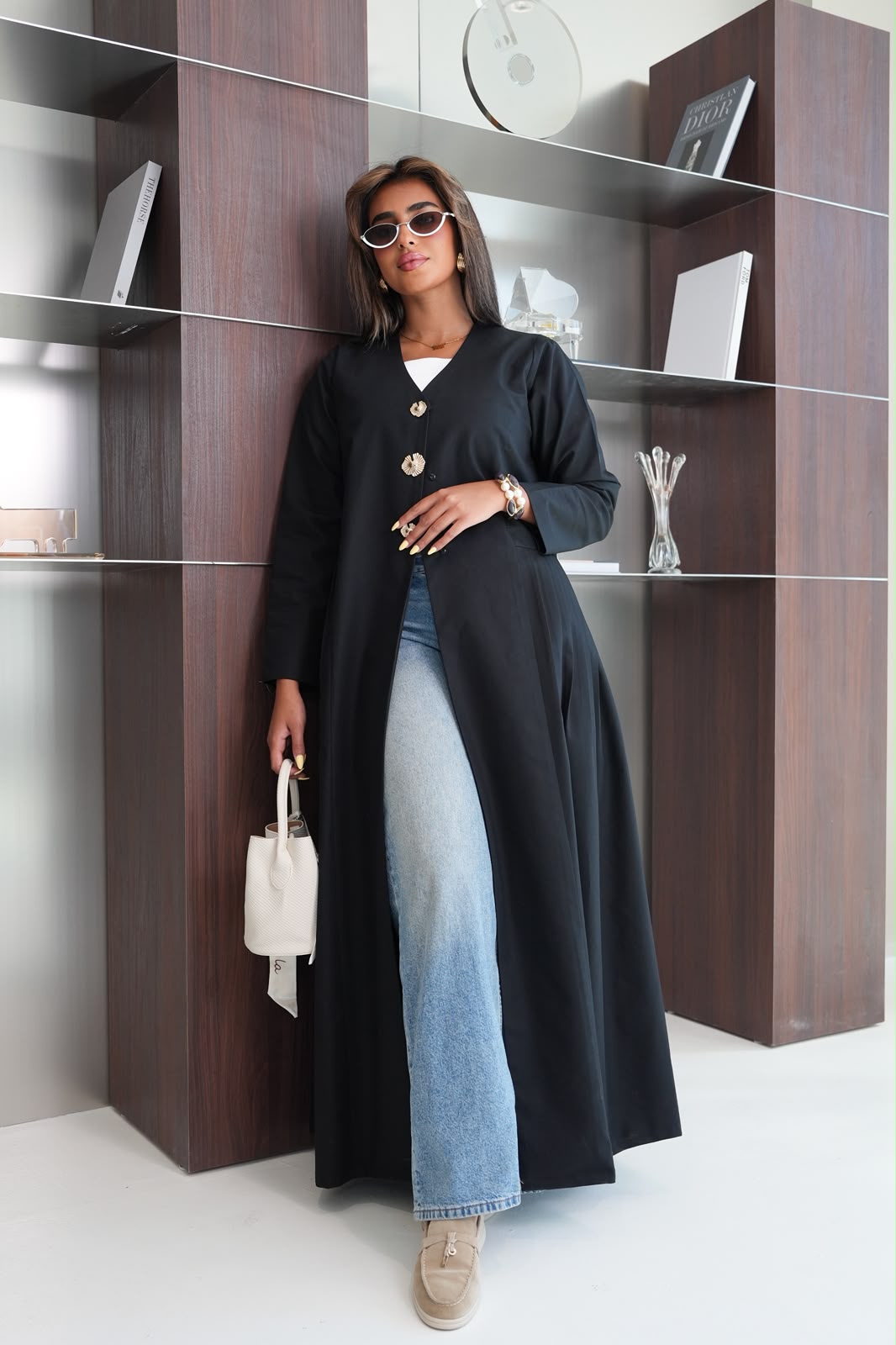 black crepe abaya. C:6814