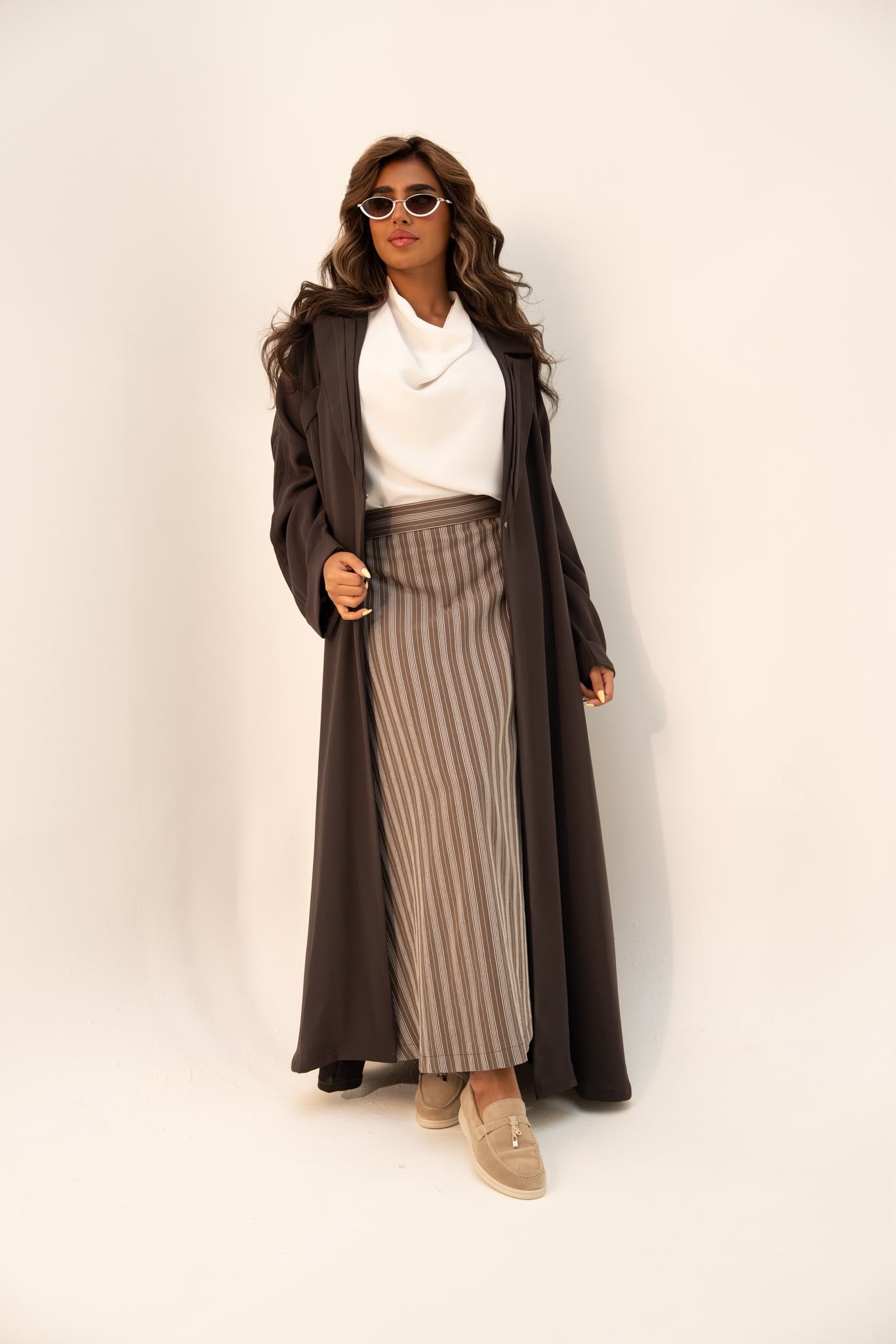 Brown crepe abaya, free size. C:6810