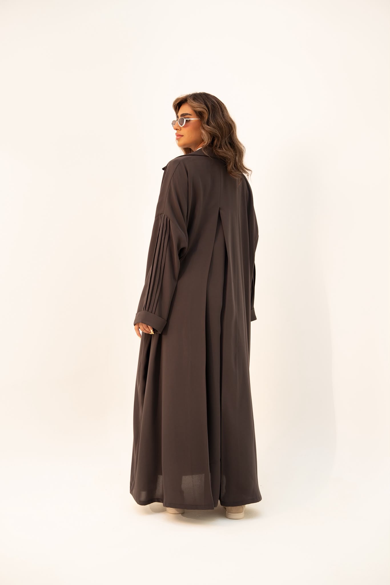 Brown crepe abaya, free size. C:6810