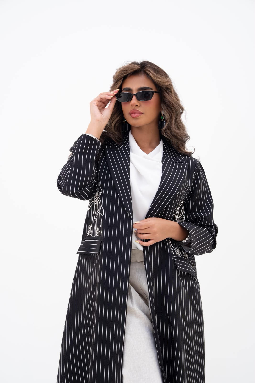 Crepe blazer abaya with embroidery.C:6812