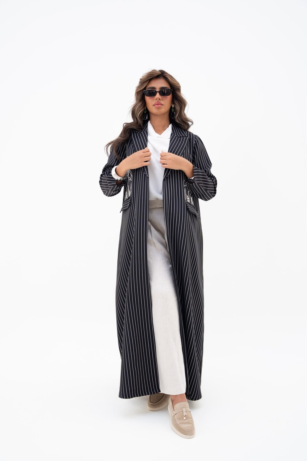 Crepe blazer abaya with embroidery.C:6812