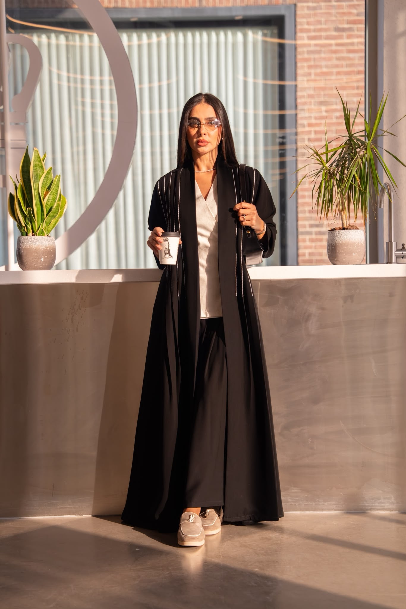 black crepe abaya.C:6637