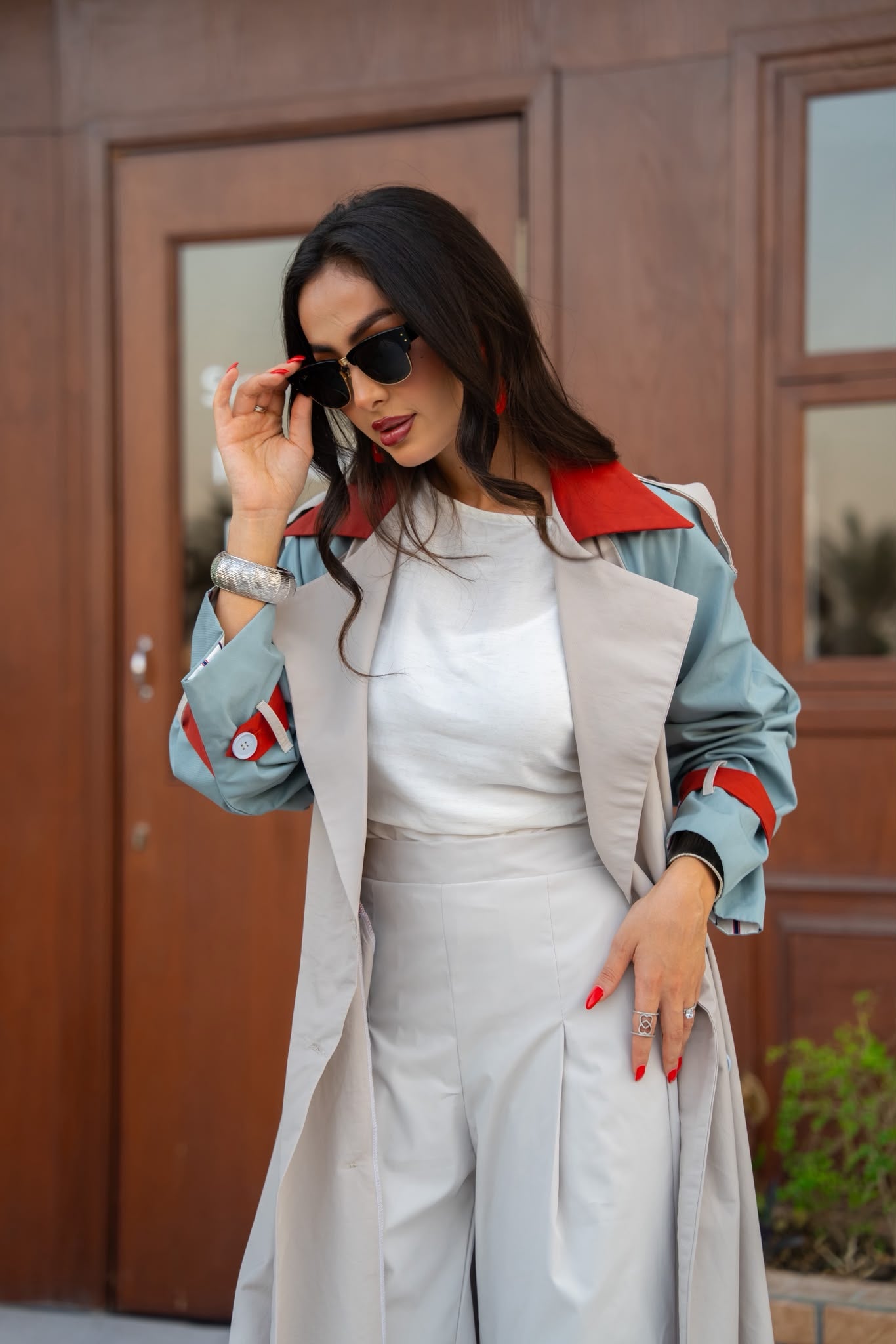 Gray trench coat.C:6815