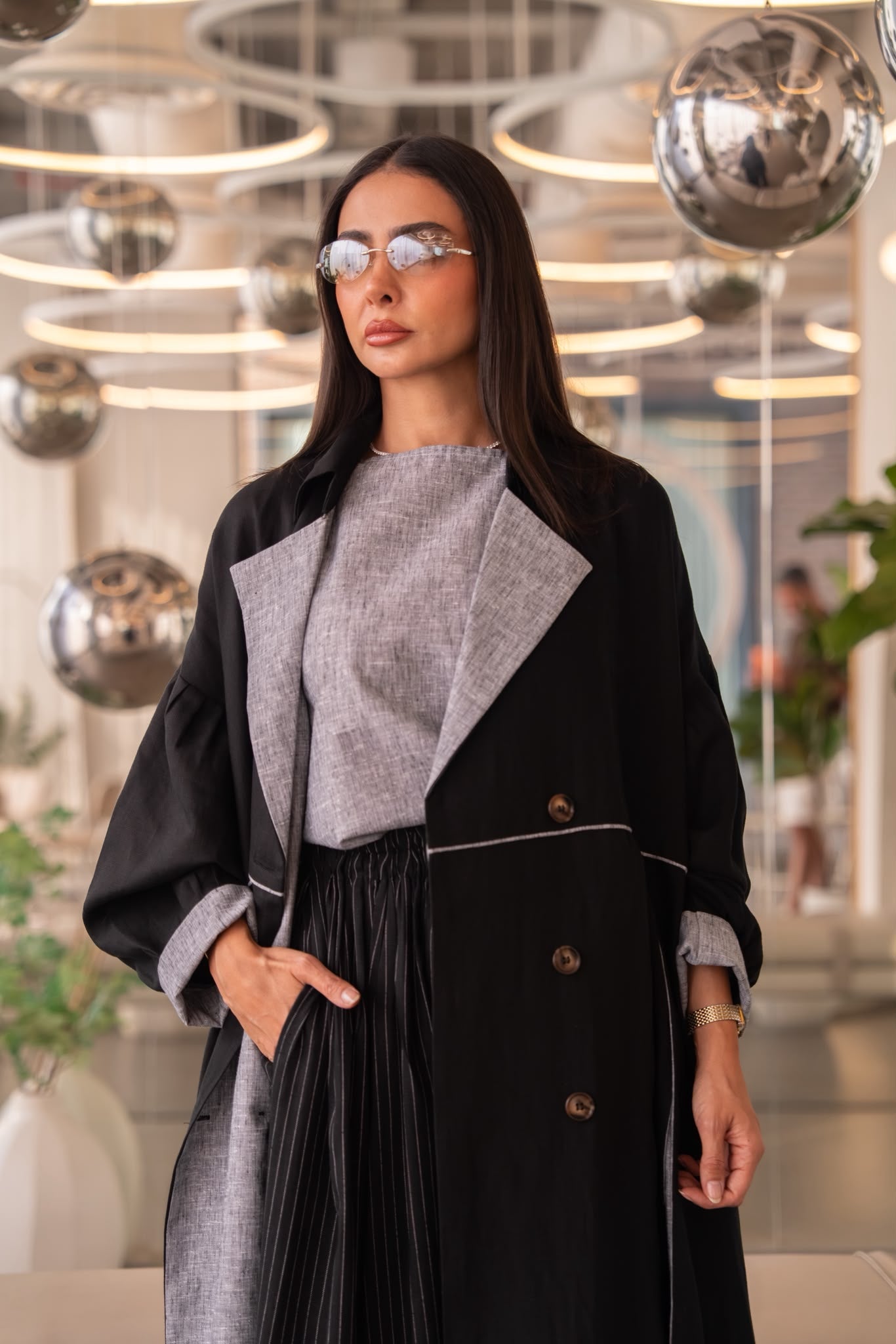 Black Linen abaya.C:6825