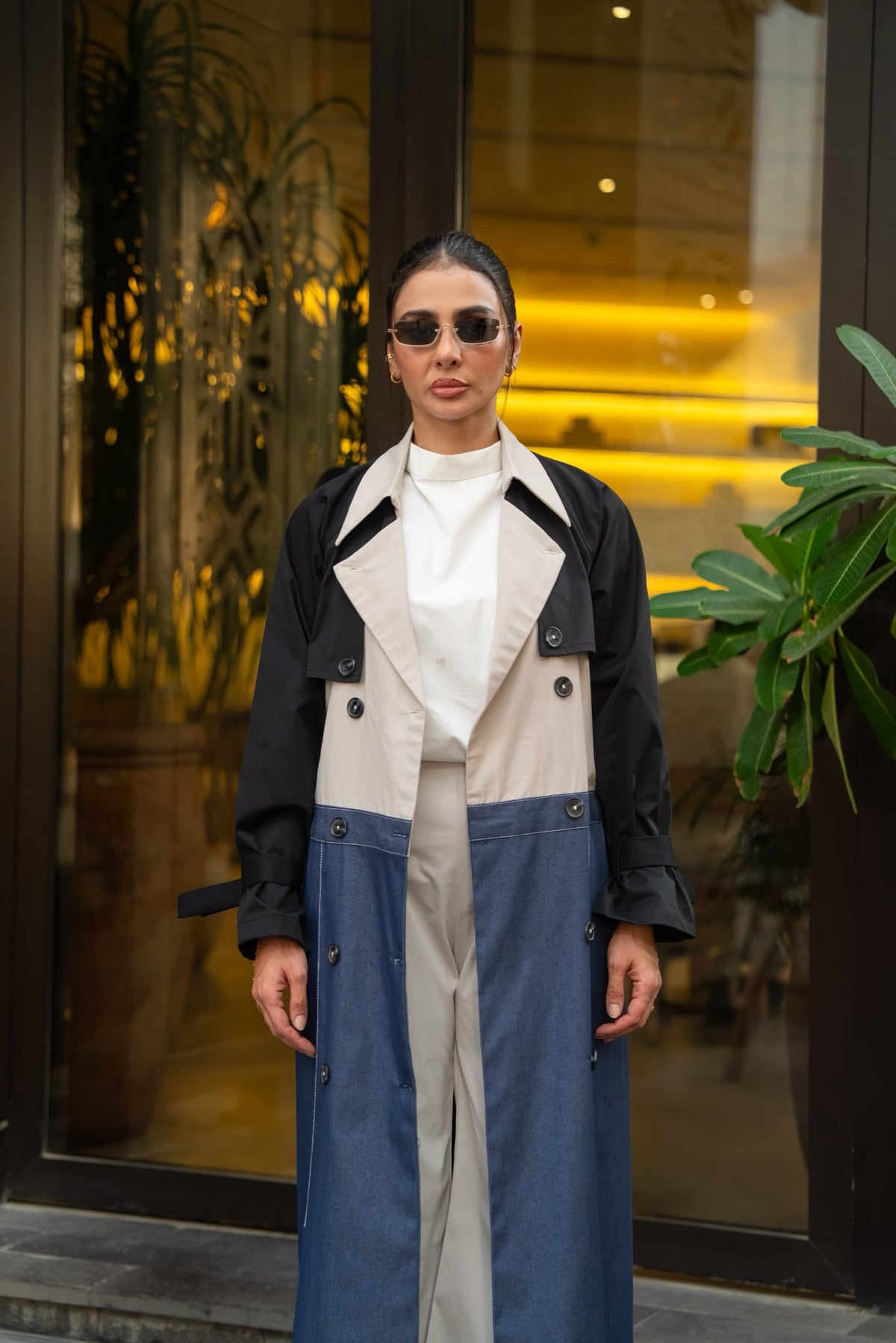 Trench coat with jeans.C:6830