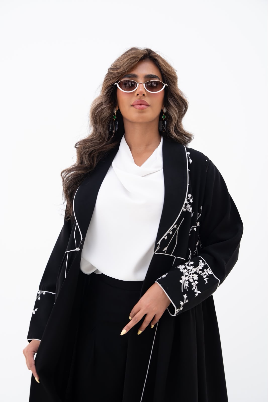 Black crepe abaya with embroidery.C:6786