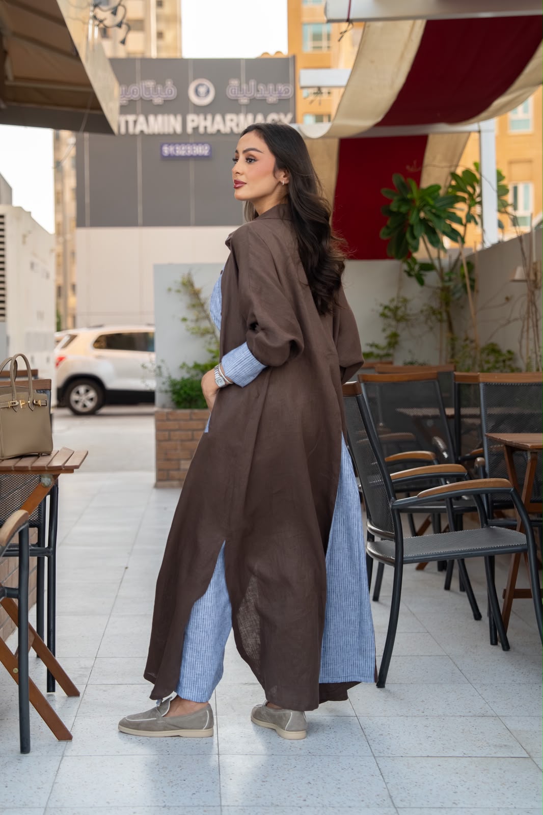 Brown trench coat.C:6818
