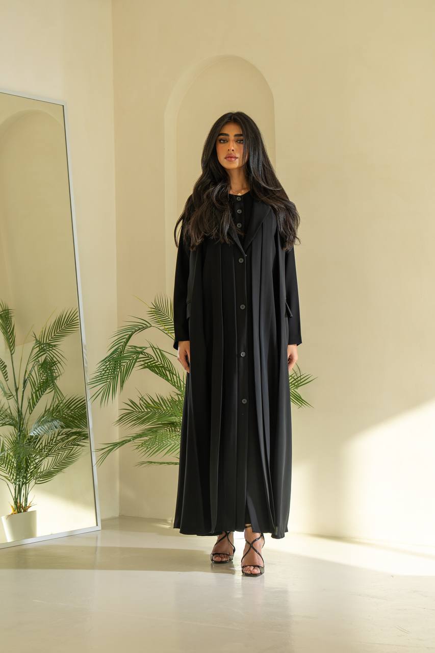 عباية كريب باللون الأسود C:6545 أسود