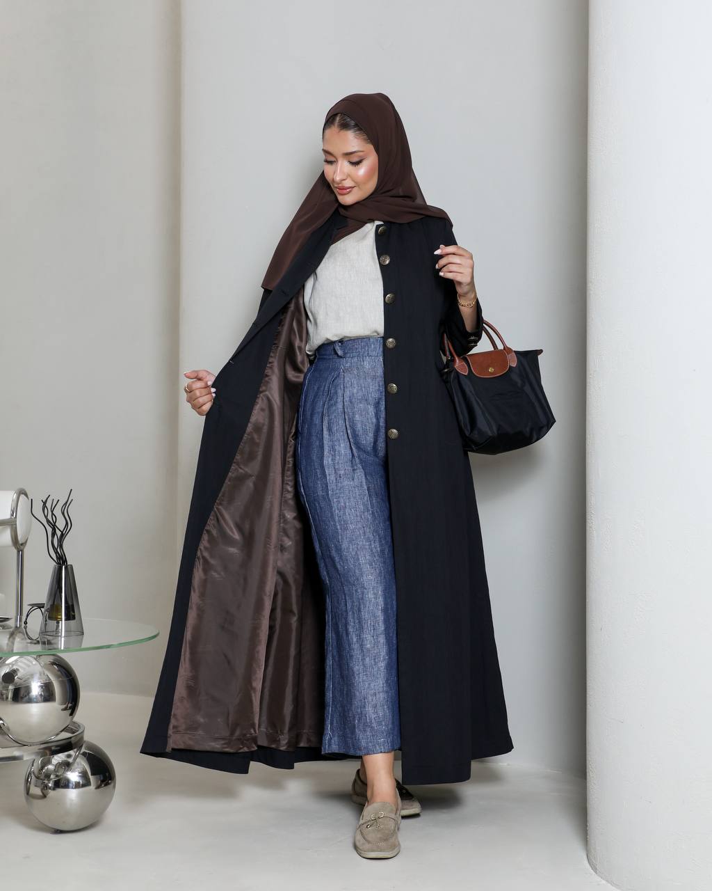 Black trench coat C:6657