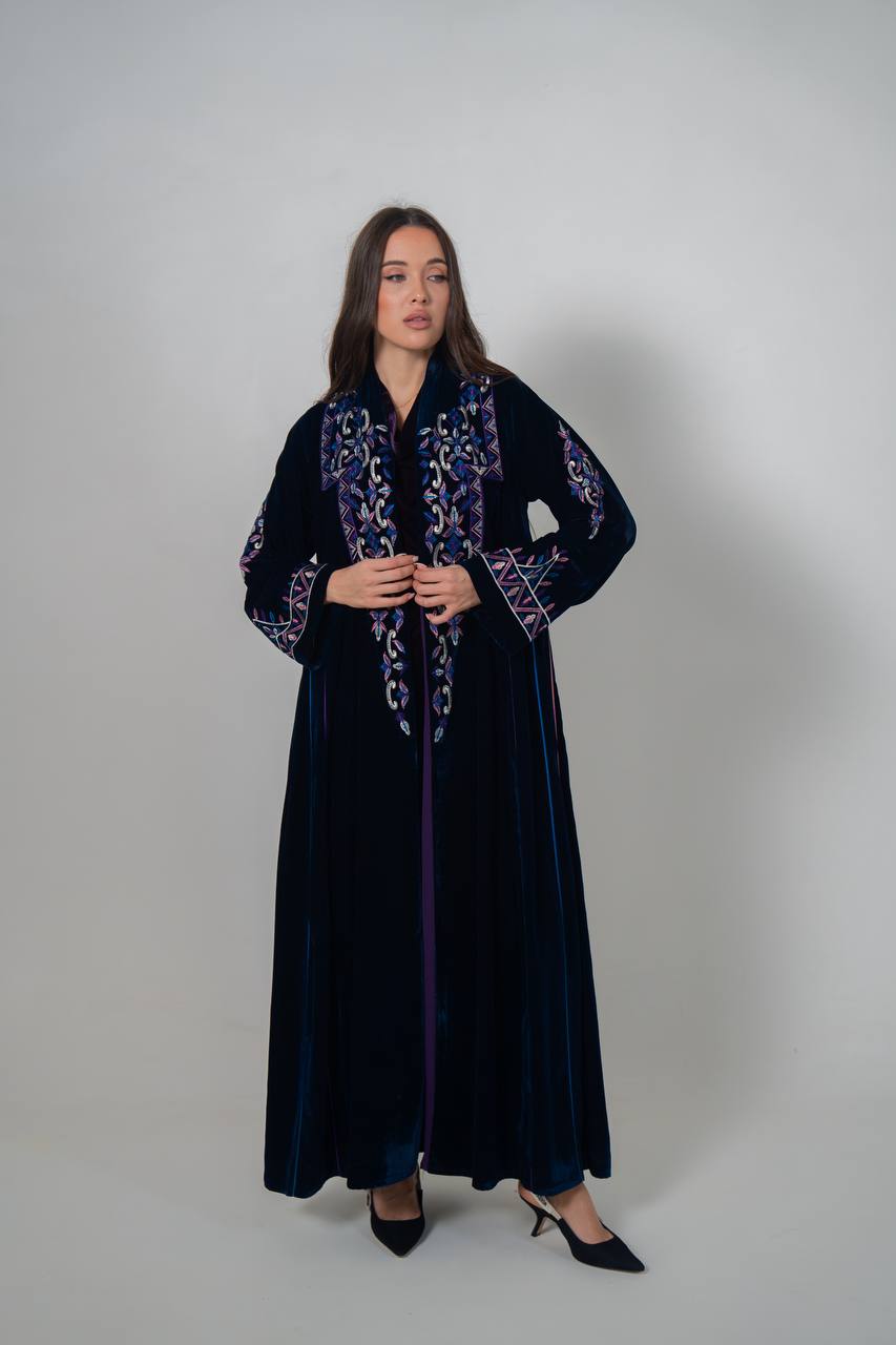Velvet abaya with unique embroidery. C:6709
