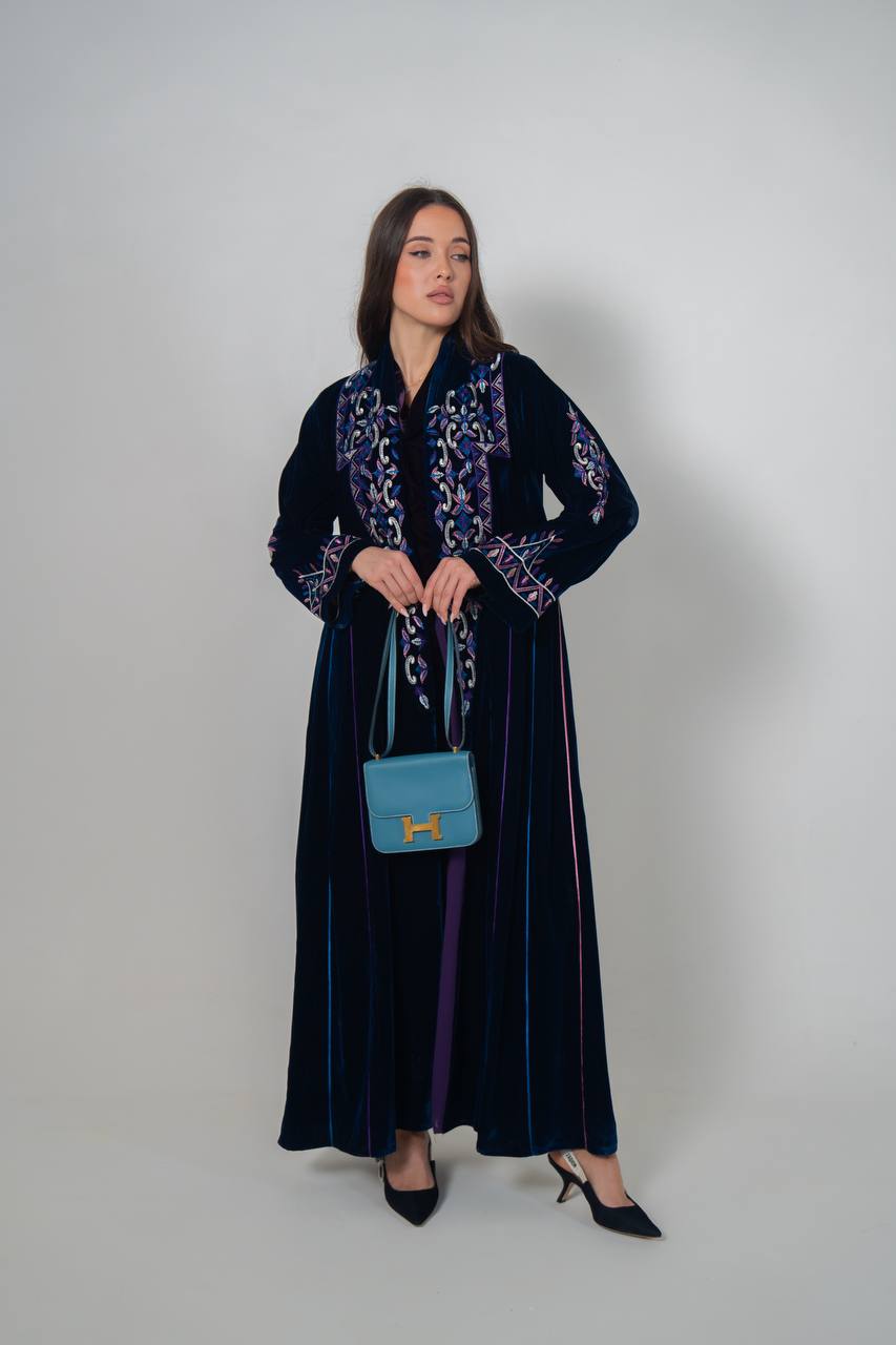 Velvet abaya with unique embroidery. C:6709