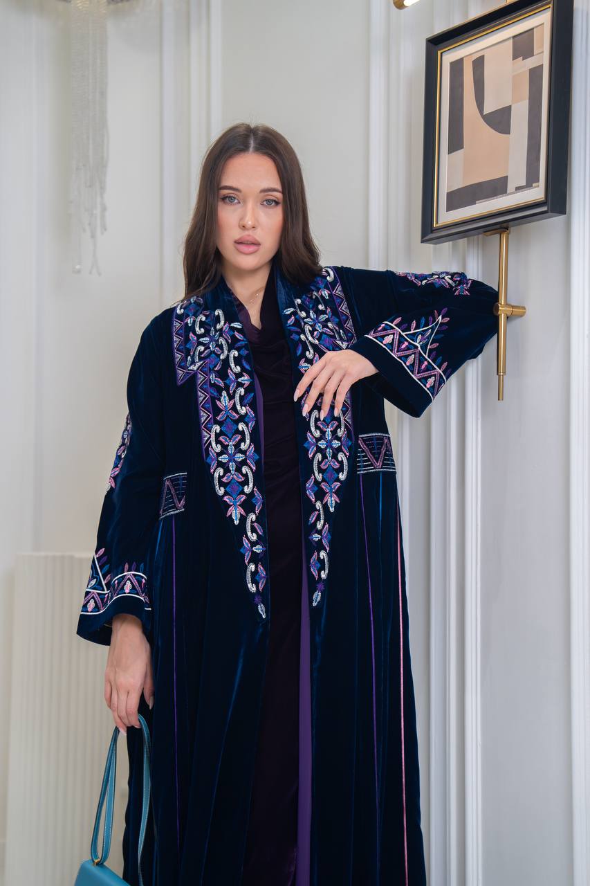 Velvet abaya with unique embroidery. C:6709