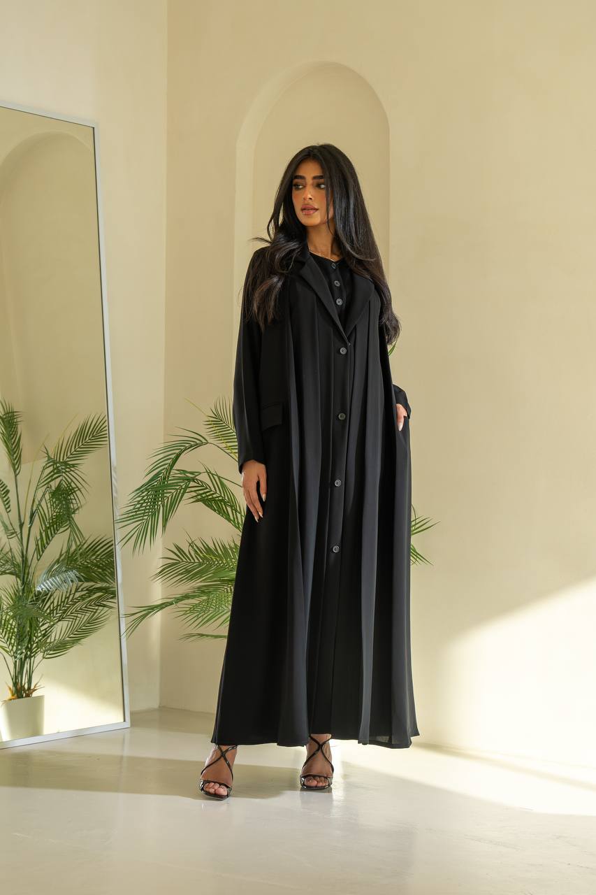 عباية كريب باللون الأسود C:6545 أسود