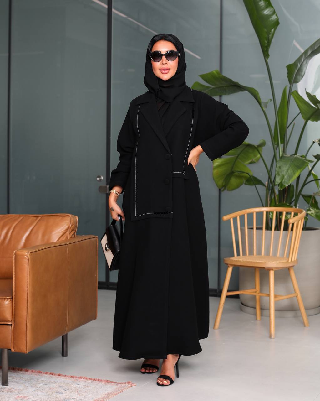 Black Crepe Abaya C:6535