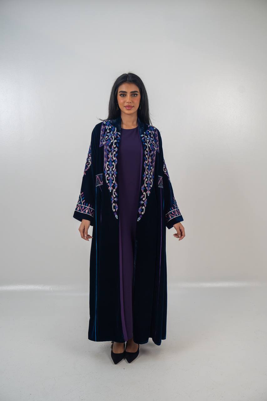 Velvet abaya with unique embroidery. C:6709