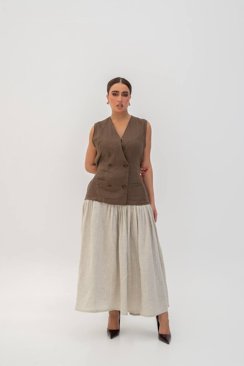 Linen dress. C:208 Brown
