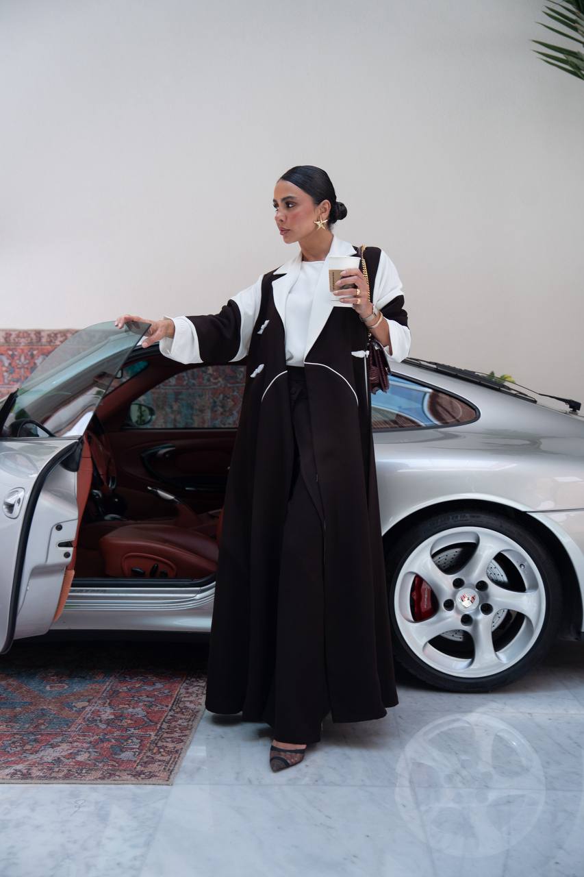 Black linen blazer abaya.C:6796