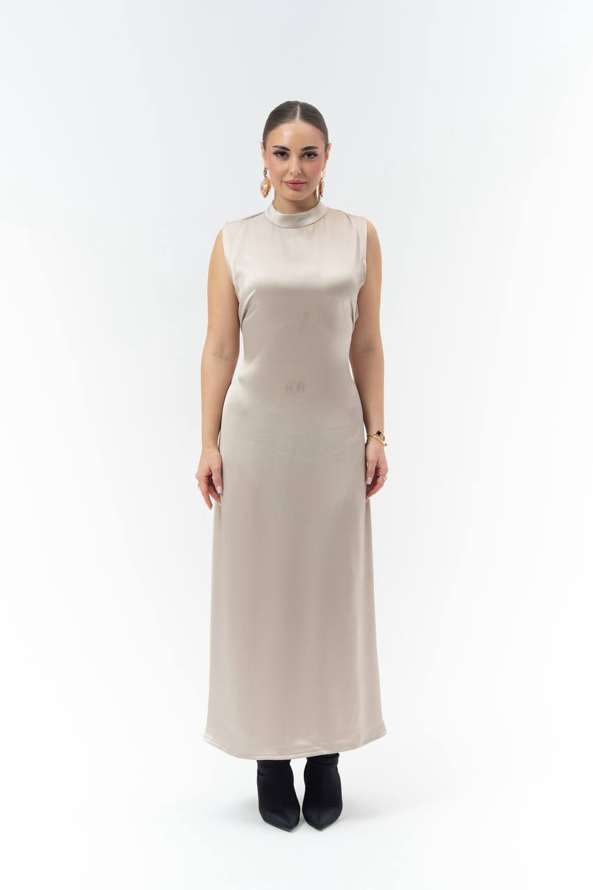 Beige crepe dress.C:263