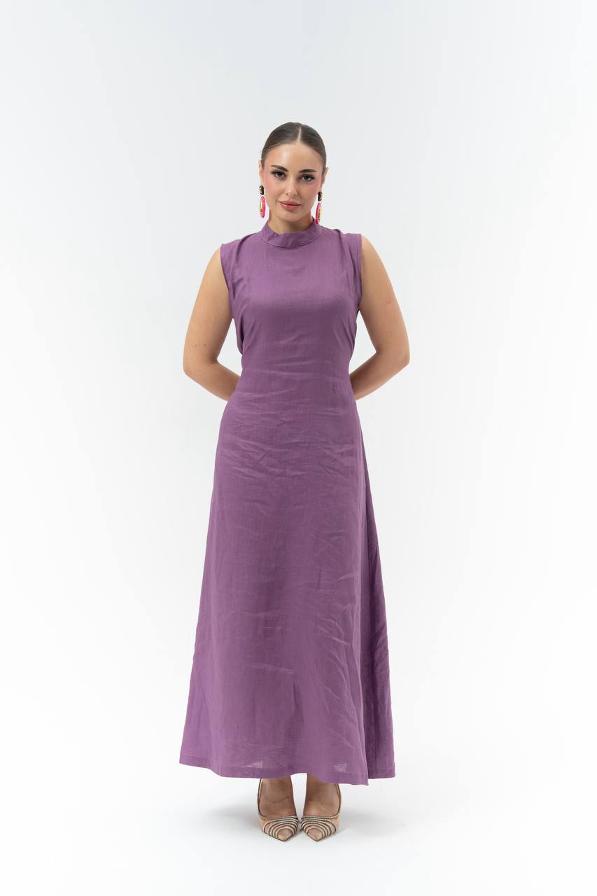 Purple linen dress.C:263 Purple