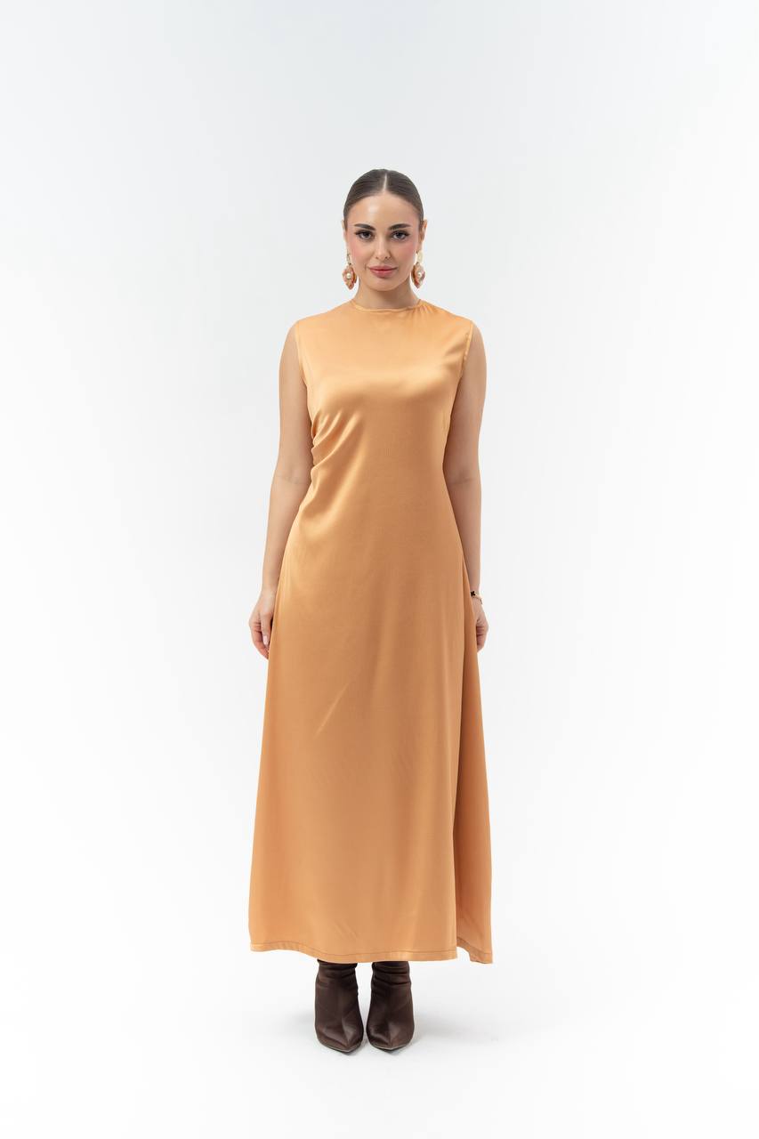 Orange crepe dress.C:257