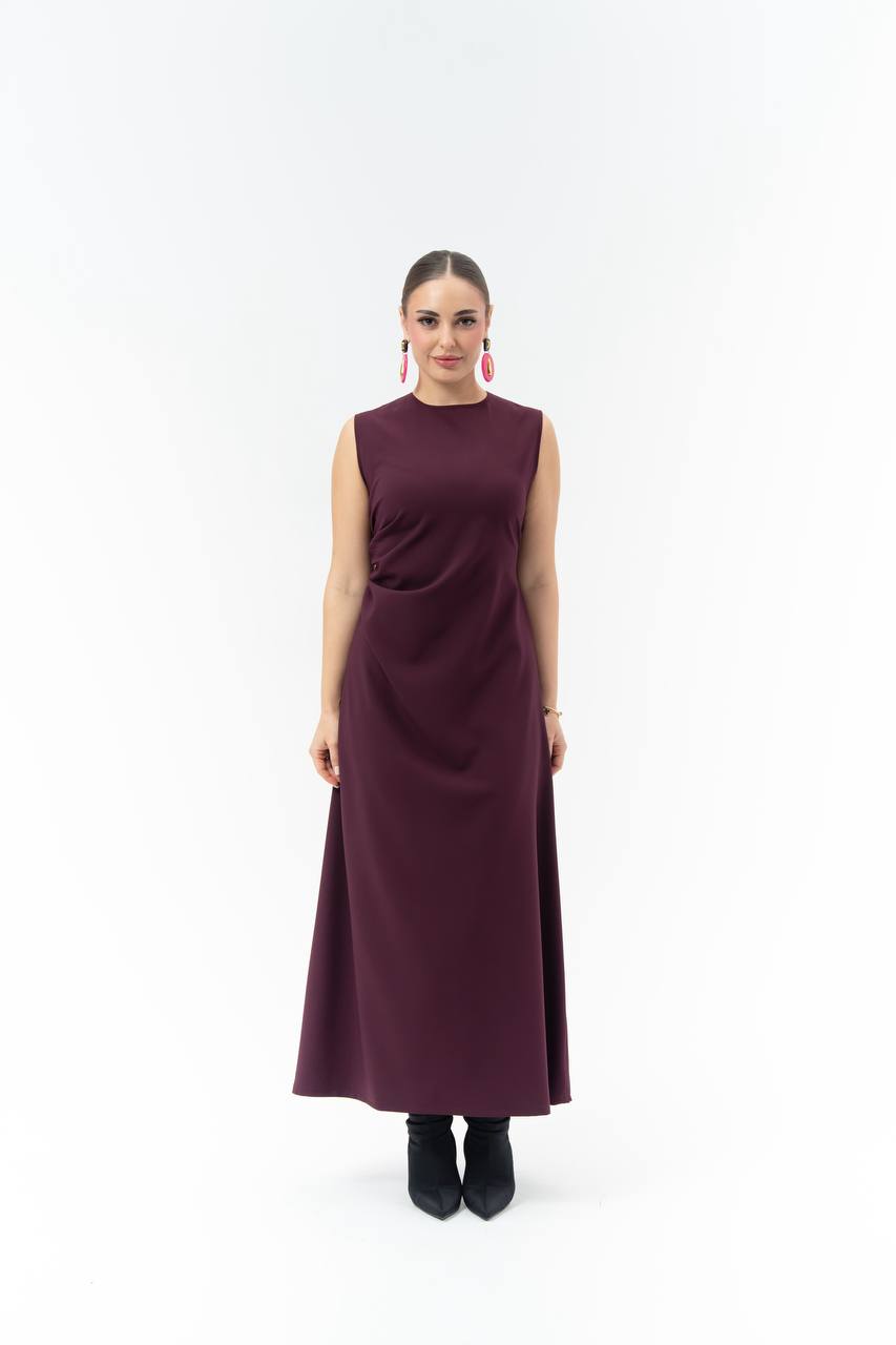Burgundy crepe dress.C:257