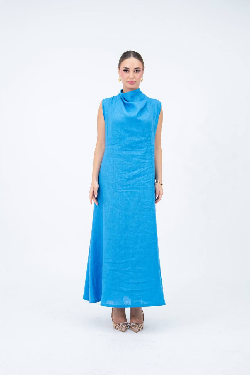 Blue linen dress.C:264