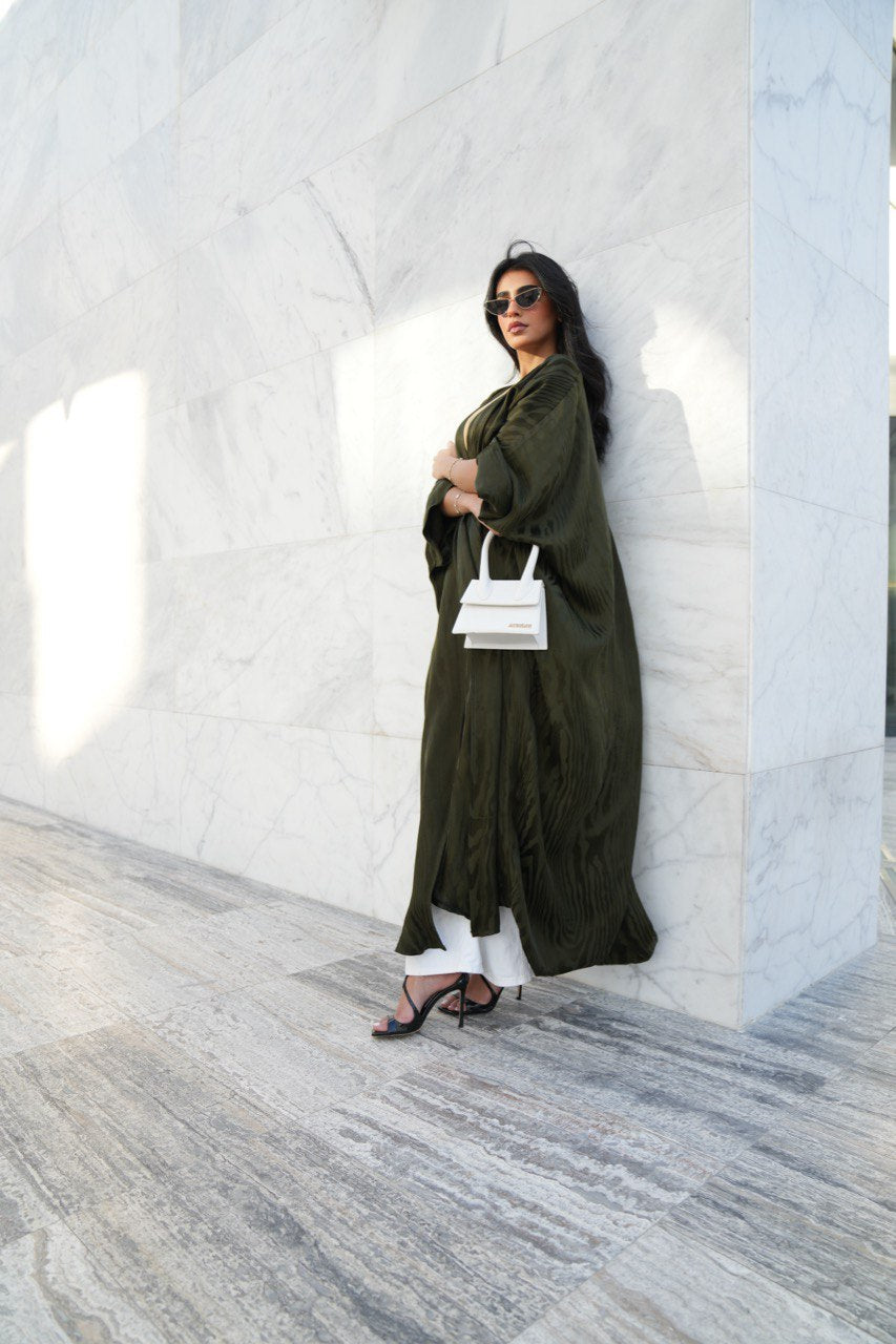 ABAYA CREPE SILK C:6380 GREEN (Free size)