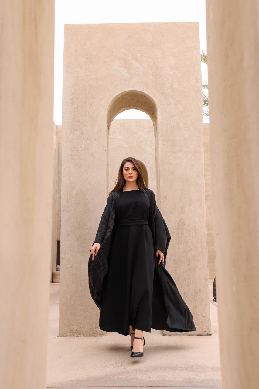 ABAYA CREPE SILK C:6380BLACK (FREE SIZE )