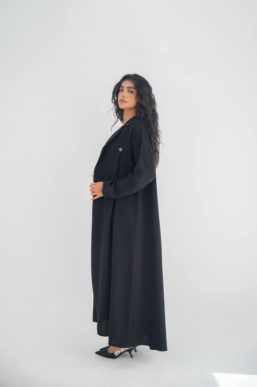 Black crepe blazer abaya with inner set c: 6642 black set