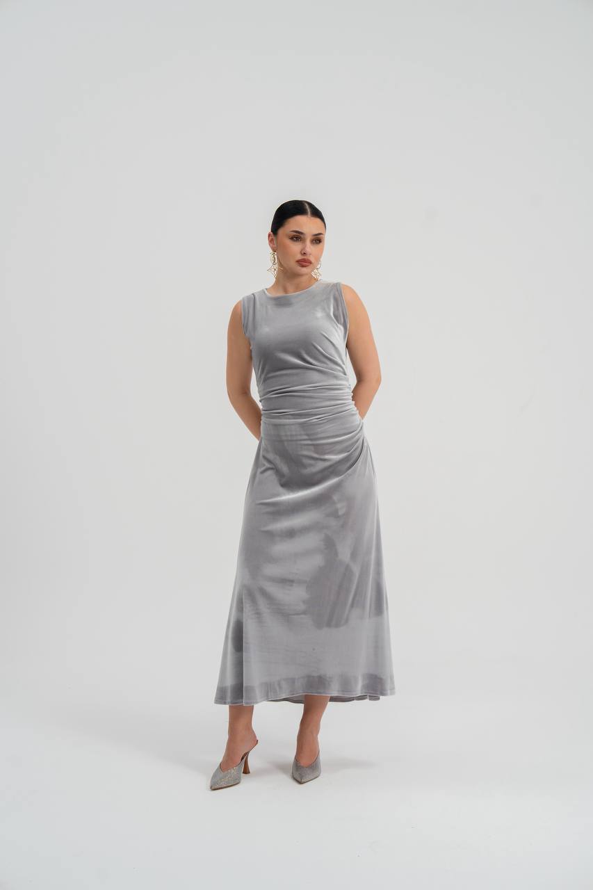 gray velvet dress. C:226