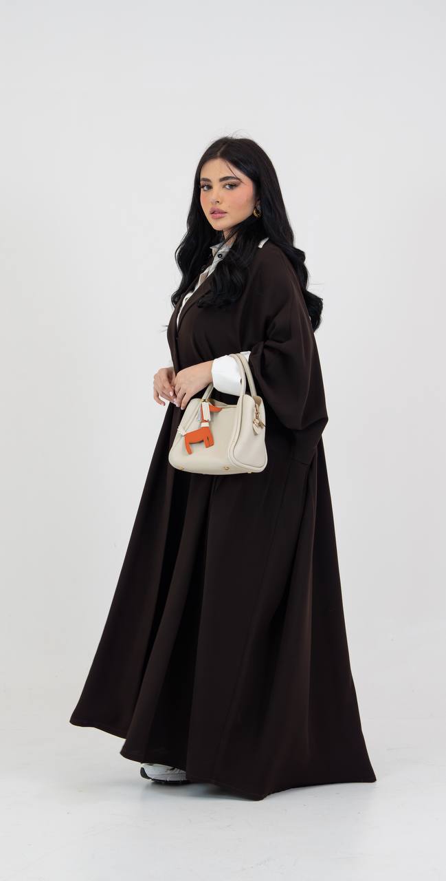 Dark brown crepe abaya. C:3034
