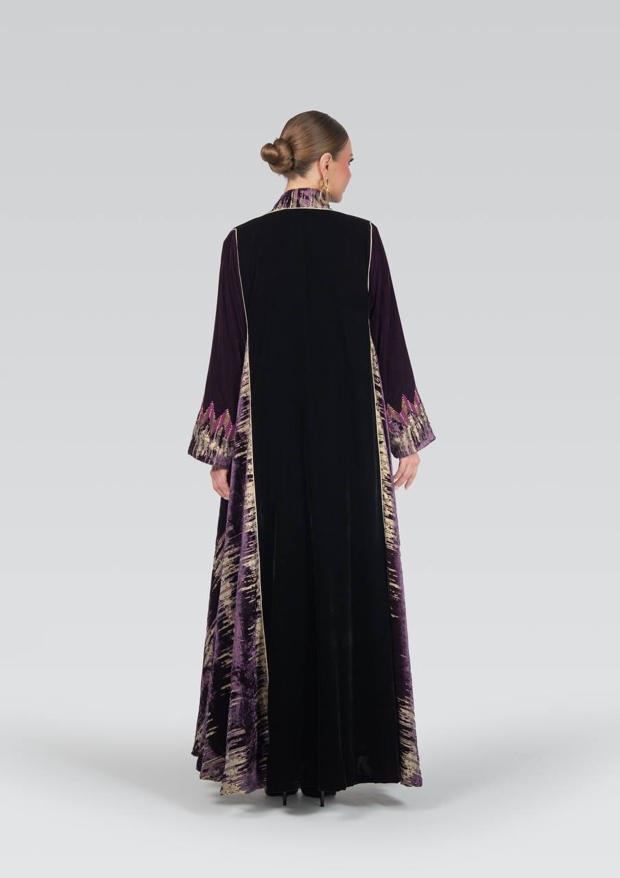 Velvet abaya with hand-beading.C:6838