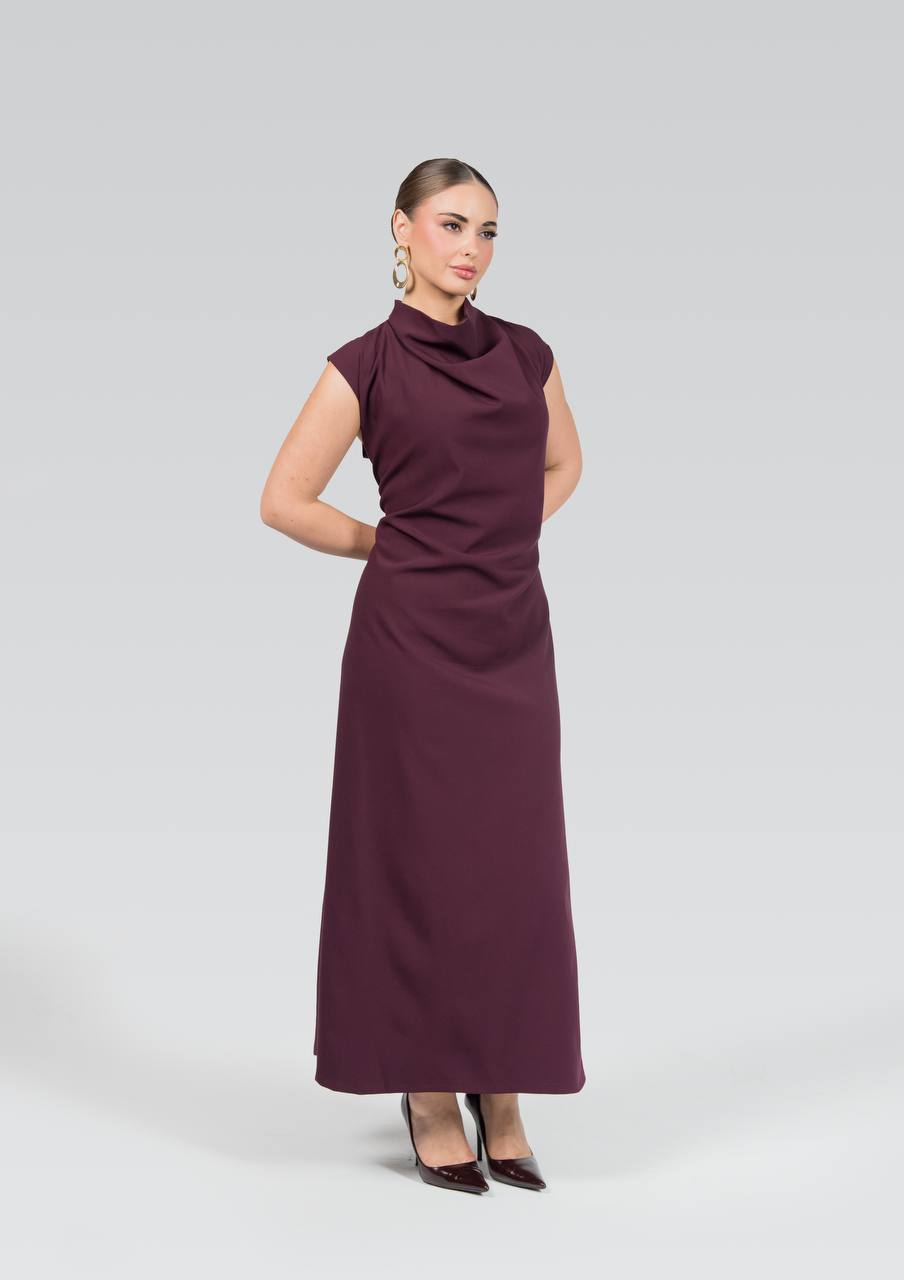 Burgundy crepe dress.C:259