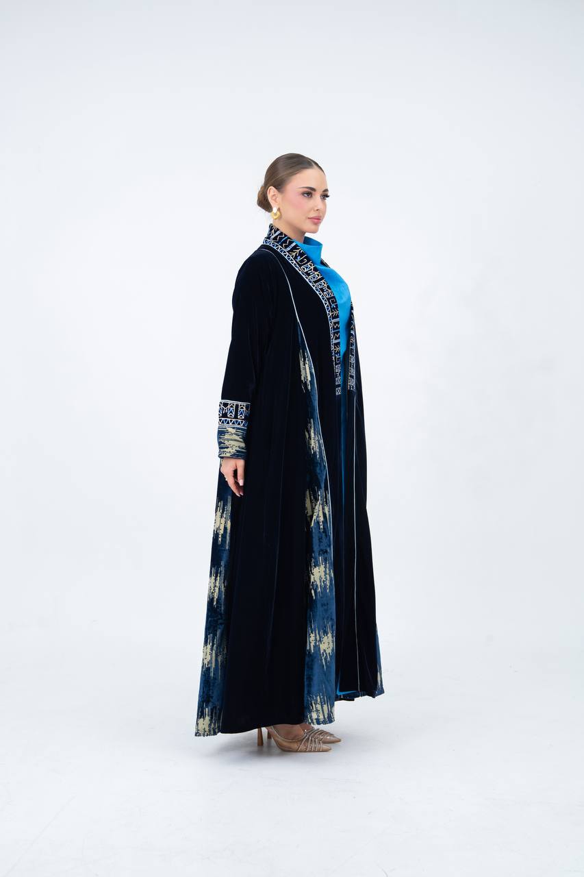 Velvet abaya with embroidery.C:6847
