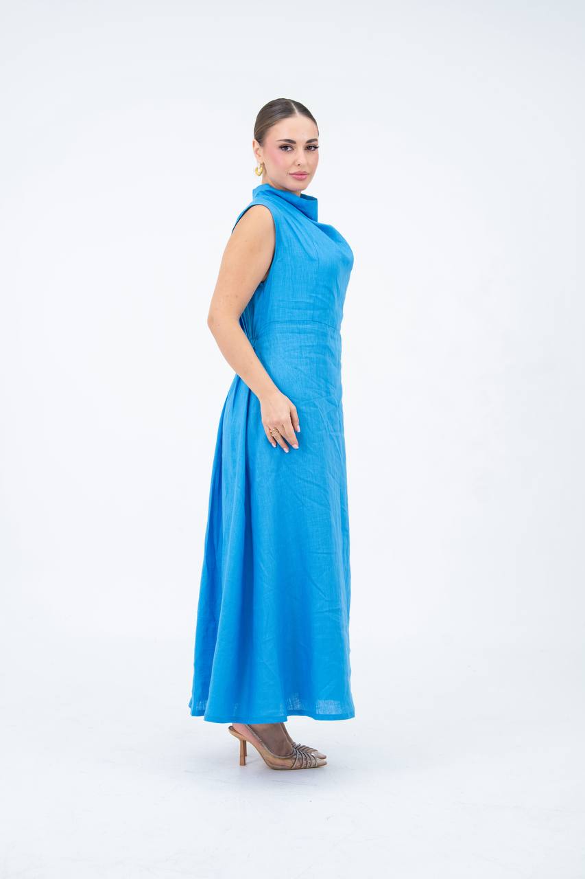 Blue linen dress.C:264